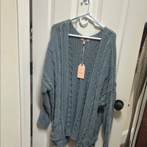 Cozy Gray Cable Knit Cardigan